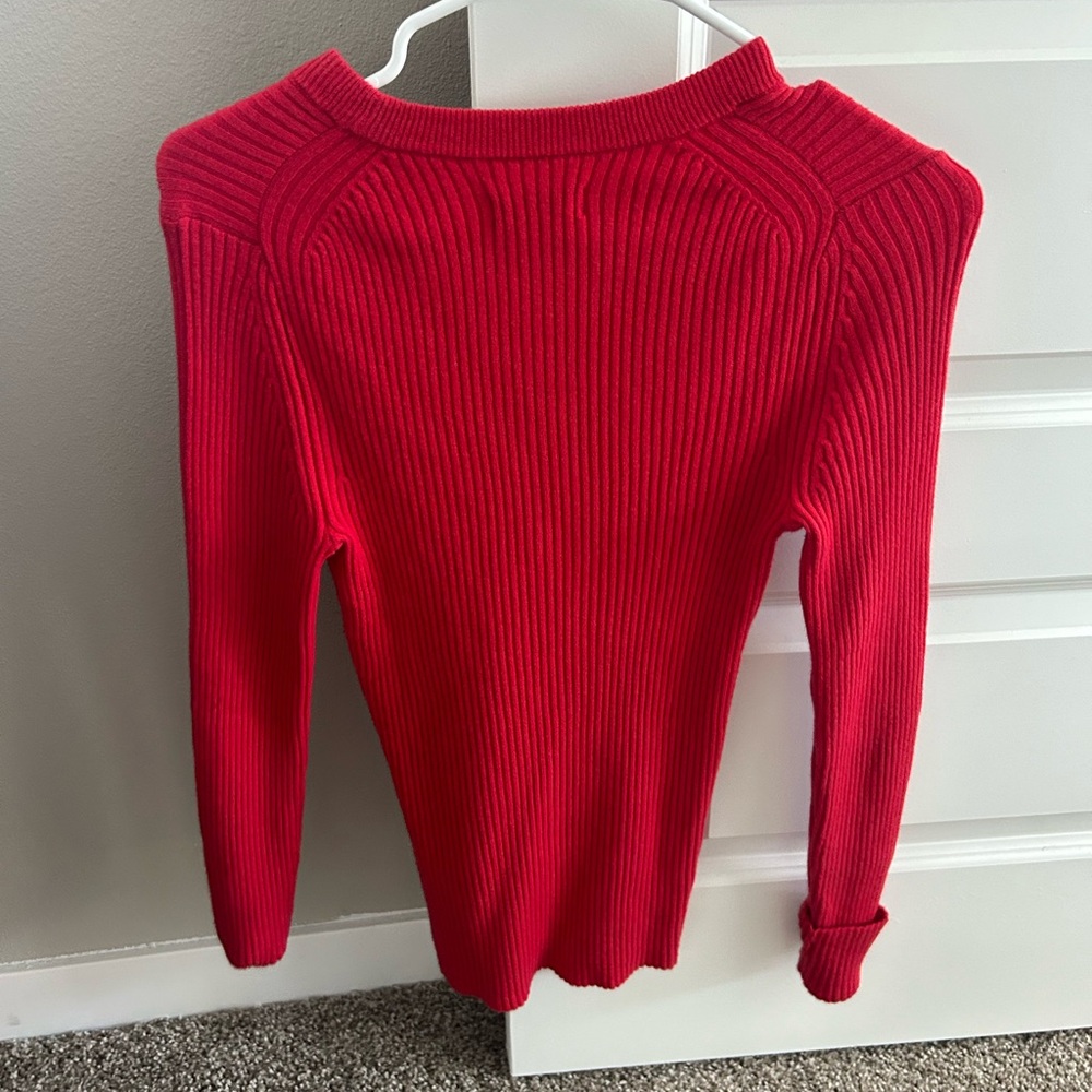 GAP Red Ribbed Knit Sweater